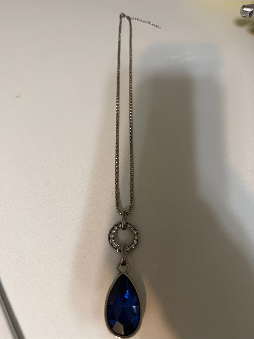 Brighton reversible Necklace with Deep Blue Teardrop Pendant